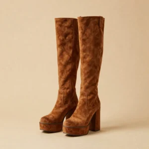 70s Stacked Heel Suede Boots